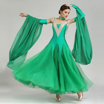 Aukštos Kokybės Žalia Mėlyna Raudona Sportinių Šokių Suknelės Standartinių Sportinių Šokių Suknelė Konkurencijos Standartinių Šokių Suknelė Valsas Suknelė