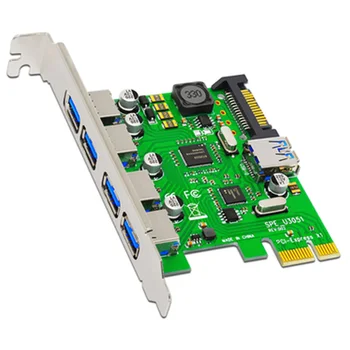 BTBcoin Pridėti Kortelės 5 Port USB 3.0 PCI-e Išplėtimo Plokštę PCIE USB Adapter PCI-E PCI Express X1 USB 3.0 Valdiklį USB3.0 Kortelės, NAUJAS