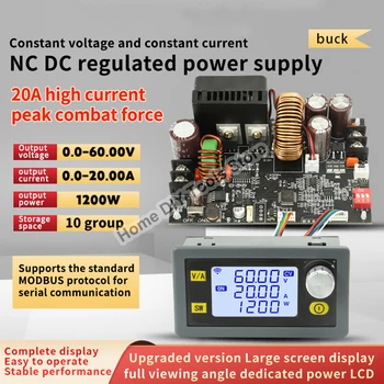 CNC Reguliuojamas DC Stabilizuotos Įtampos elektros Energijos Tiekimo Modulis CV 6.0-70V 0-60V 20A 1200W Žingsnis žemyn Modulis XY6020L